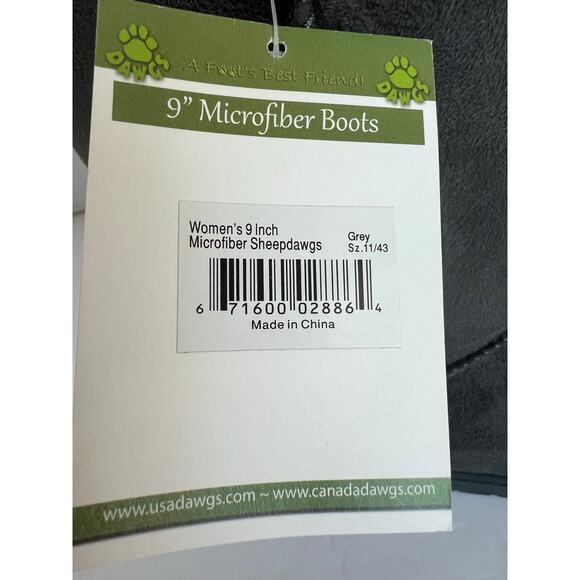 NWT DAWGS Dark Gray 9 Inch Faux Shearling Microfiber Vegan Winter Boots Sz 11 - Picture 4 of 11